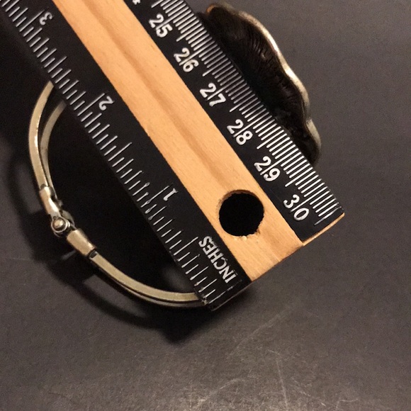 Hinged bracelet turquoise silver tone with crystals - Picture 6 of 6